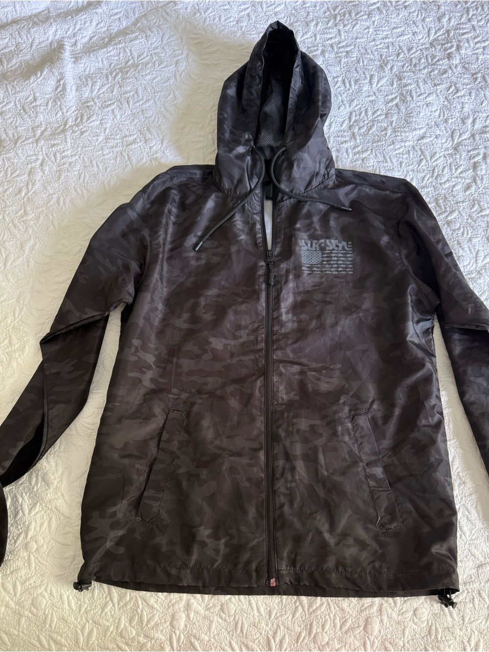 burnside Black Camo Hooded Windbreaker